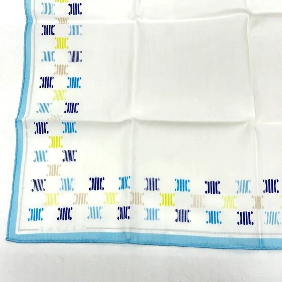 CELINE Logo Triomphe handkerchief Scarf cotton Multicolore/blue - Picture 5 of 11